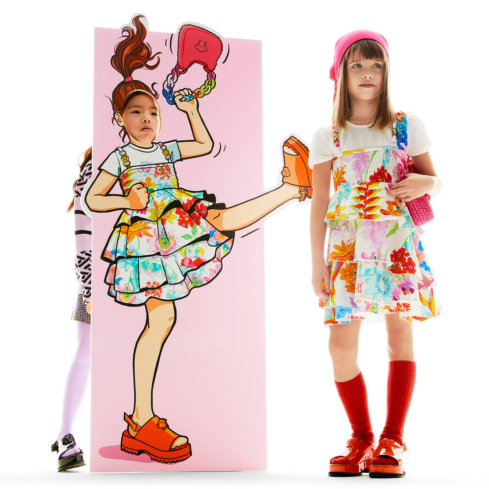 Versace-Белое хлопковое платье с принтом Jardin | Childrensalon Outlet