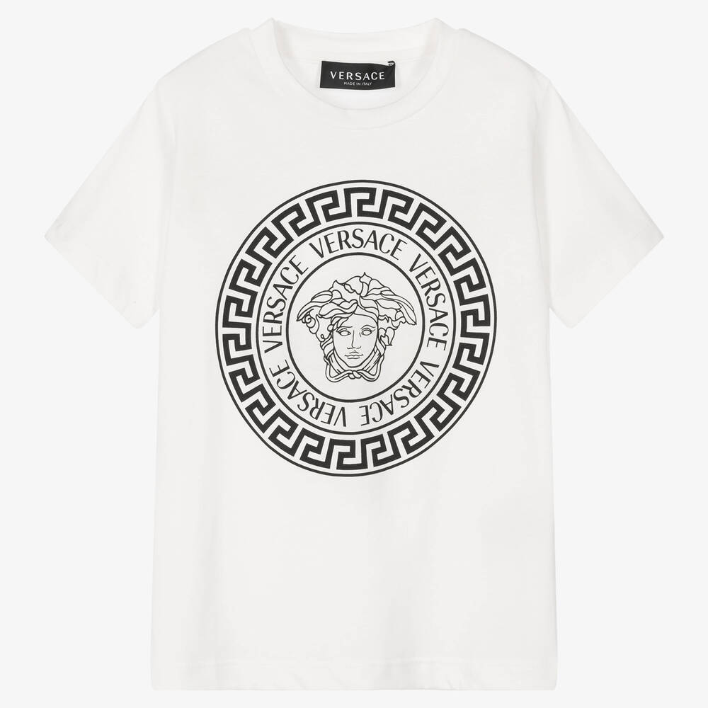 Versace - White Cotton Logo T-Shirt | Childrensalon