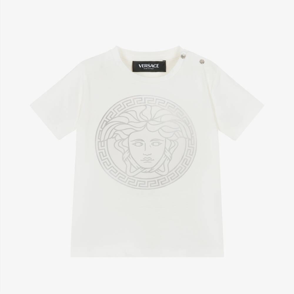 Versace-White Cotton Medusa Baby T-Shirt | Childrensalon Outlet