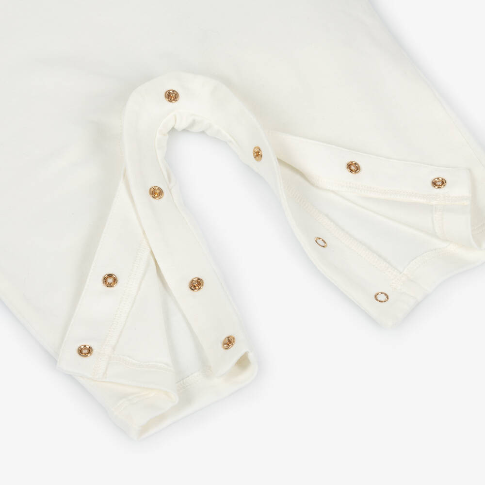 Versace-White Cotton Medusa Coral Print Romper | Childrensalon Outlet