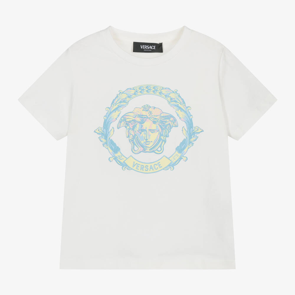 Versace-White Cotton Medusa T-Shirt | Childrensalon Outlet