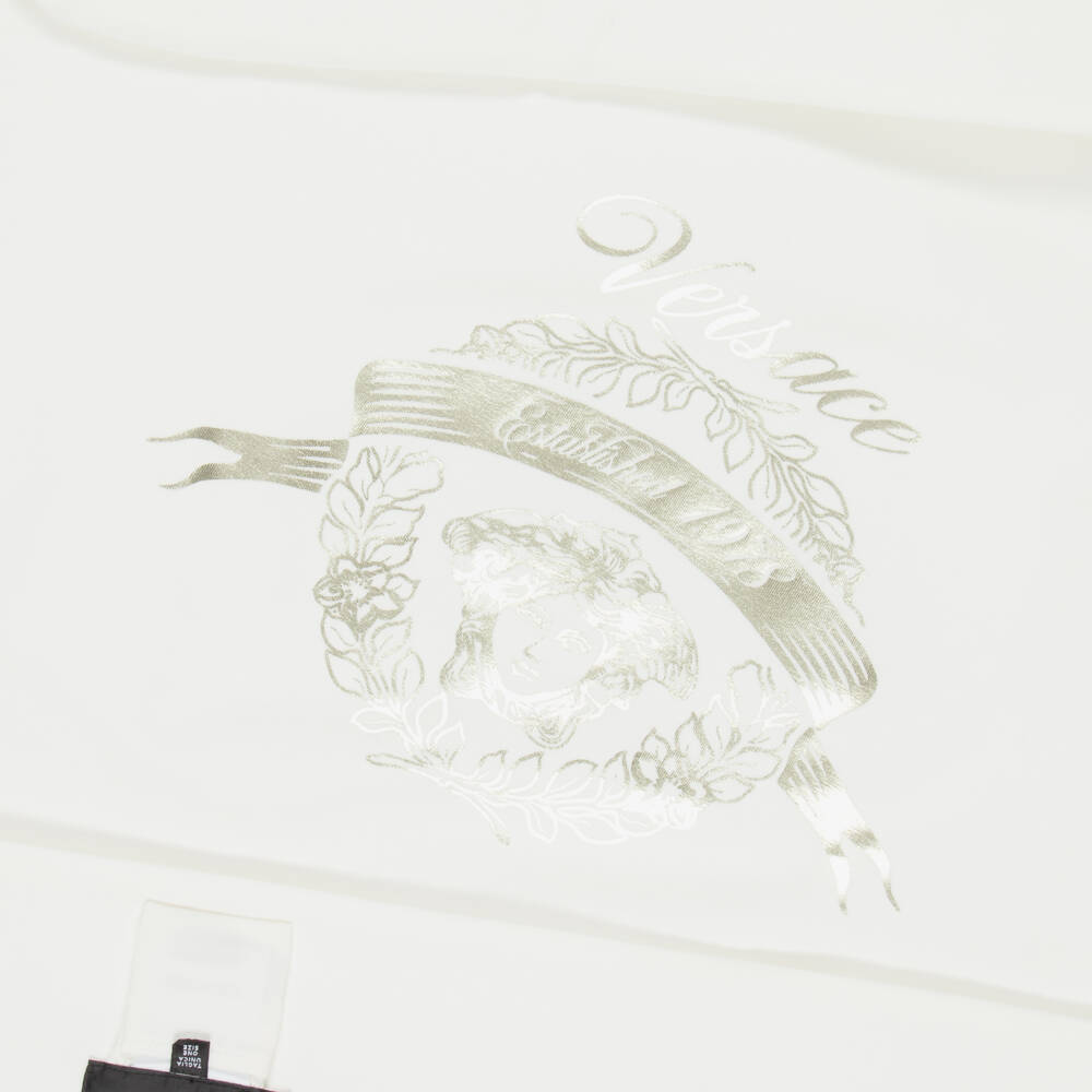 Versace-White Cotton Padded Blanket with Medusa Logo | Childrensalon Outlet