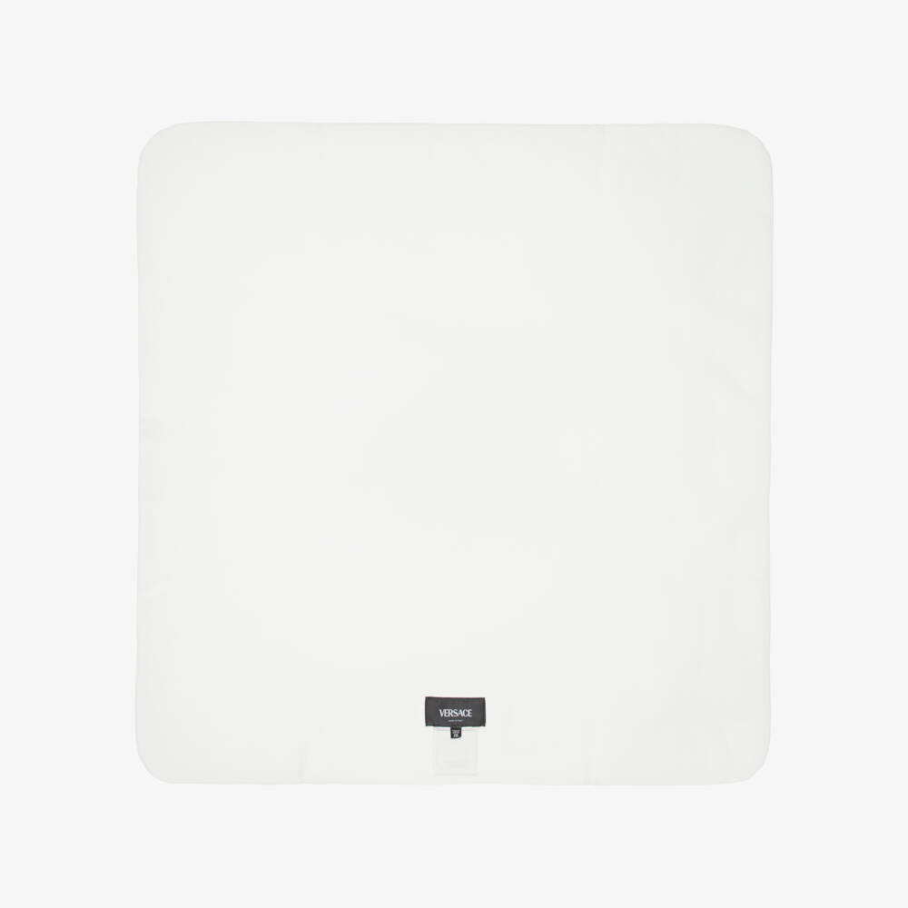 Versace-White Cotton Padded Blanket with Medusa Logo | Childrensalon Outlet
