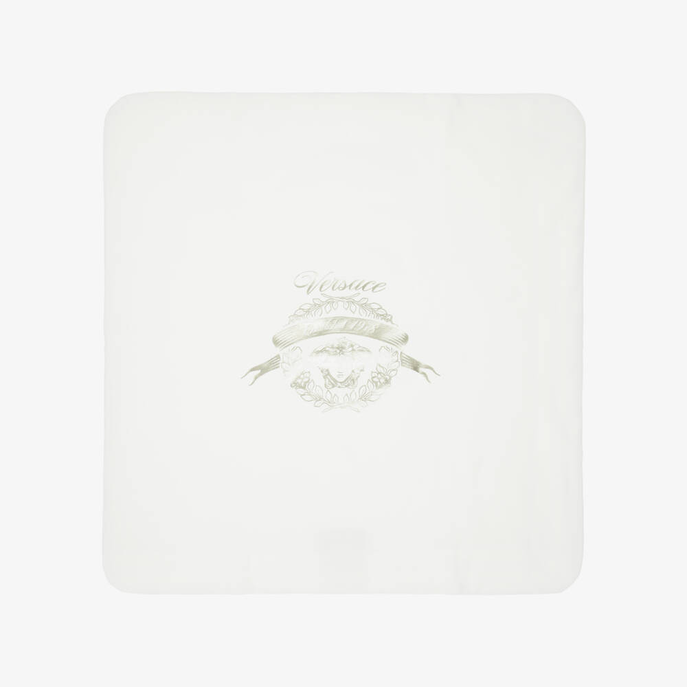 Versace-White Cotton Padded Blanket with Medusa Logo | Childrensalon Outlet