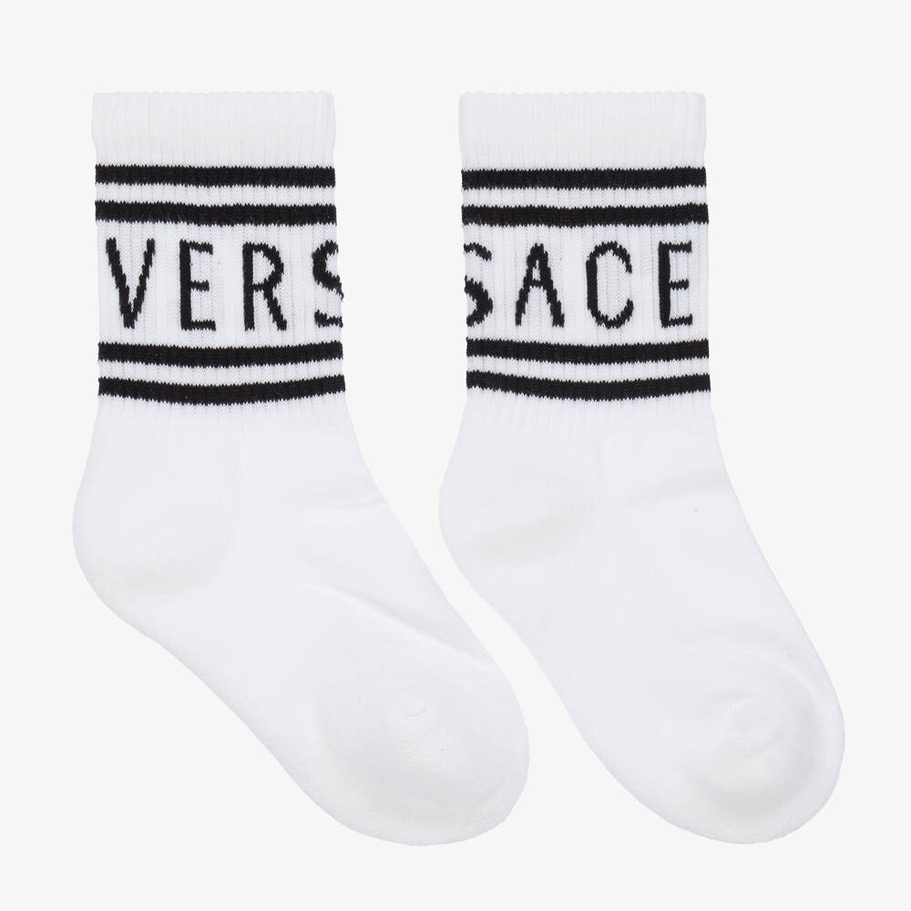 Versace - جوارب مزيج قطن محبوك لون أبيض | Childrensalon