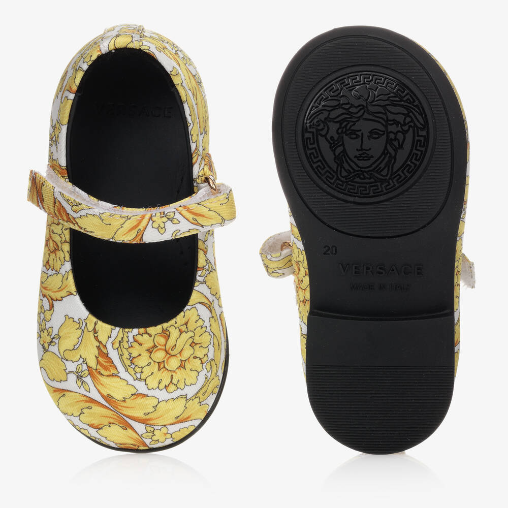 Versace-Бело-золотистые балетки | Childrensalon Outlet