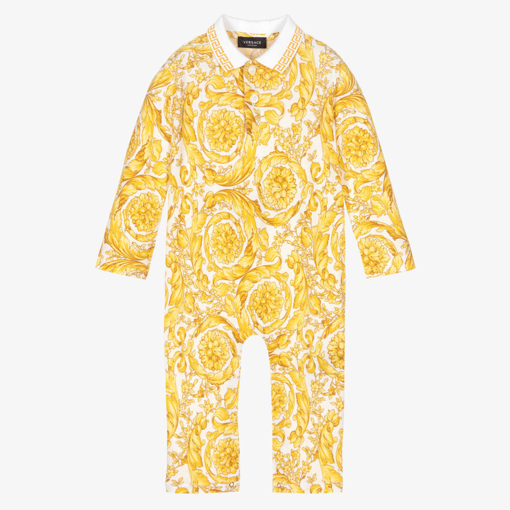 Versace-White & Gold Barocco Romper | Childrensalon Outlet