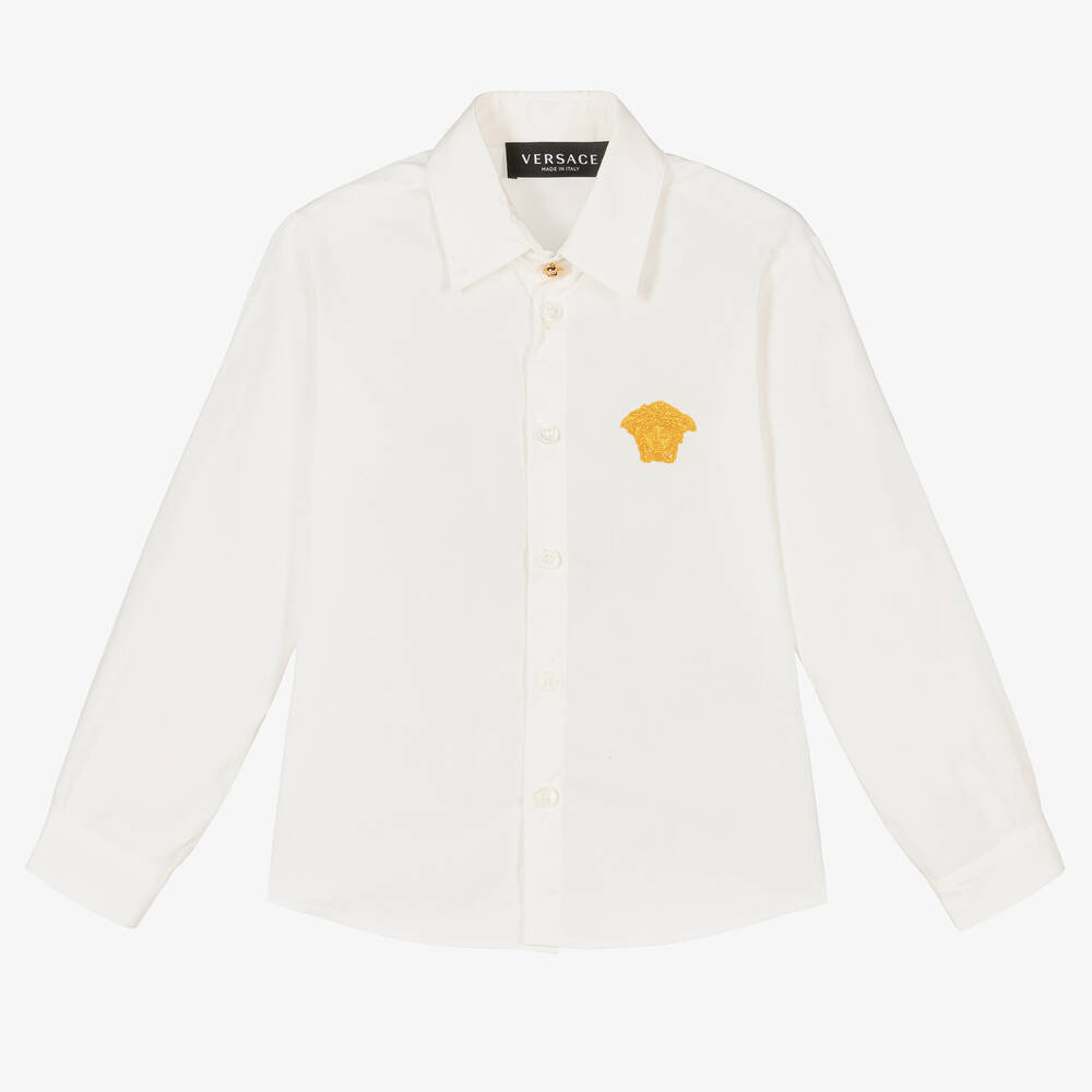 Versace Chemise blanche et doree Medusa Childrensalon Outlet