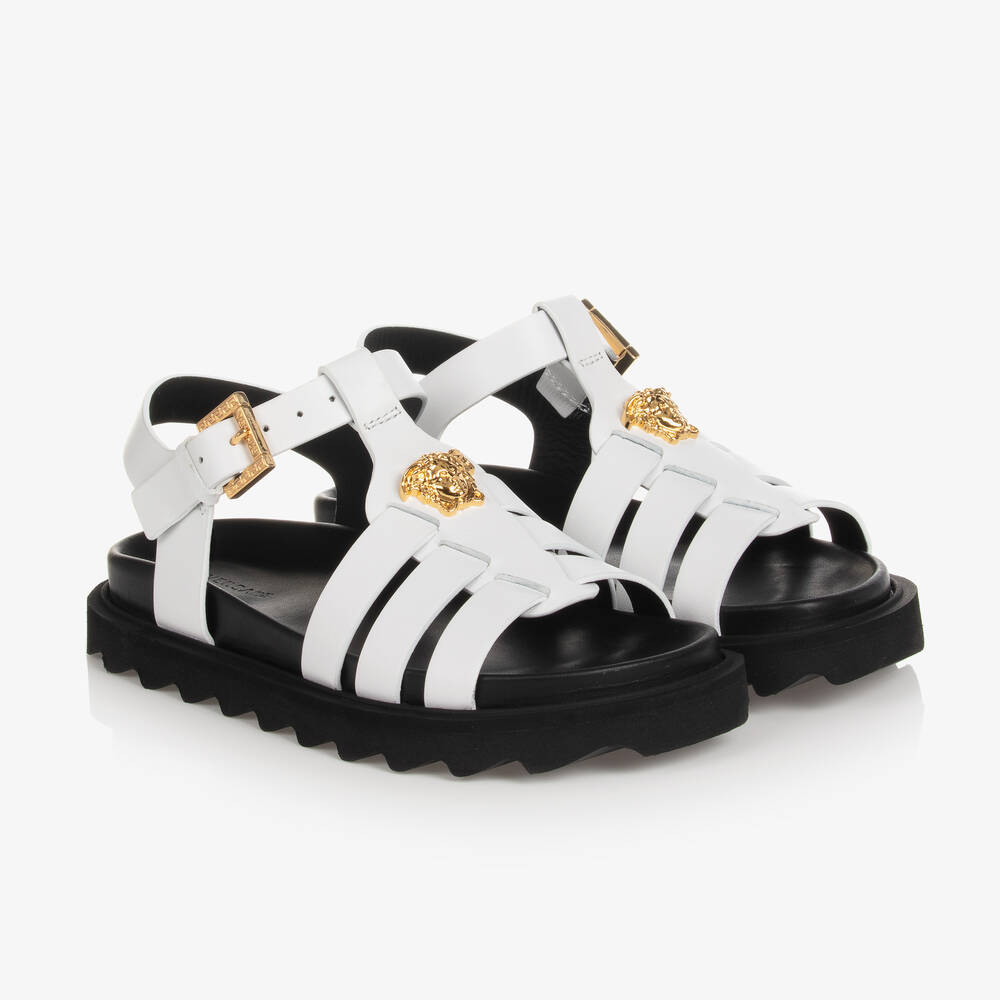 Versace - Weiße Medusa Ledersandalen | Childrensalon