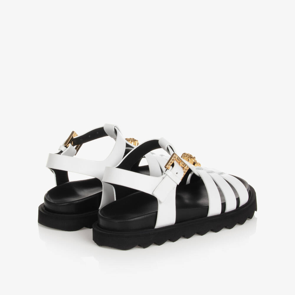 Versace-White Leather Medusa Logo Sandals | Childrensalon Outlet