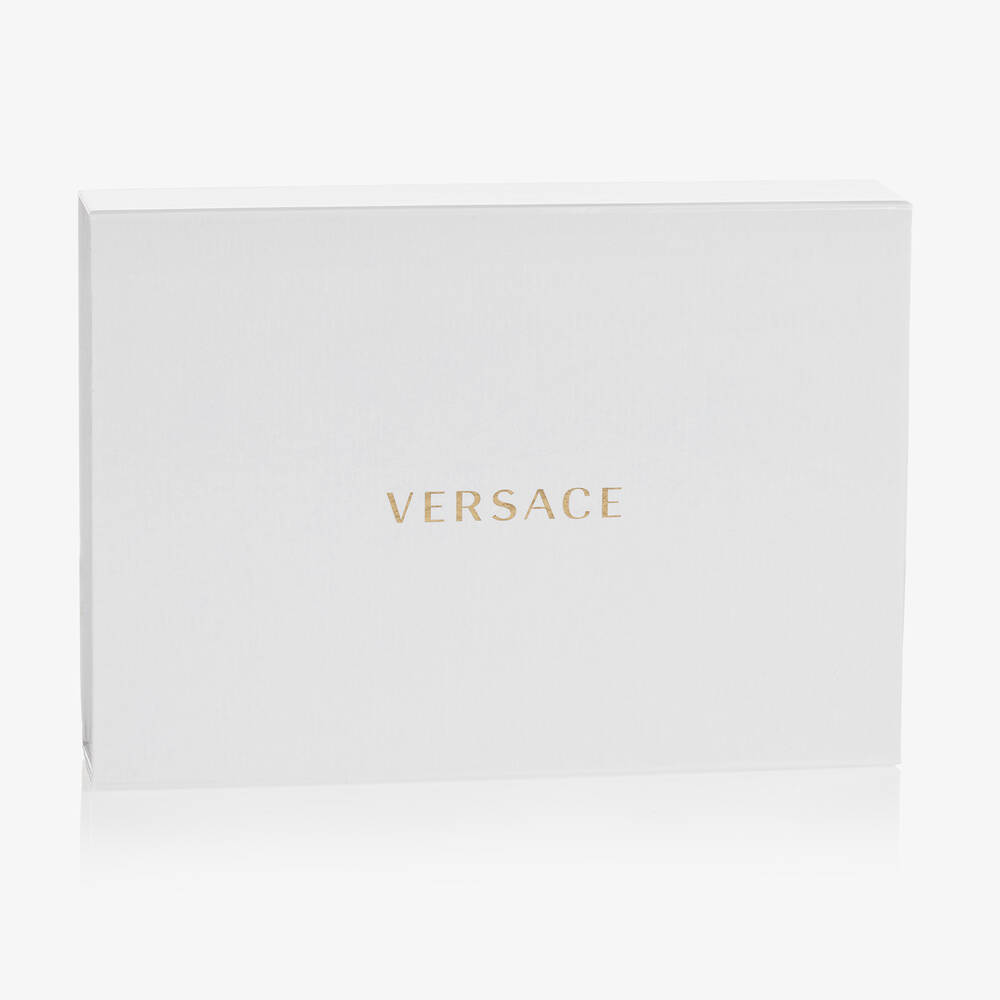 Versace-طقم هدية أفرول بيبي غرو قطن جيرسي لون أبيض للأطفال | Childrensalon Outlet