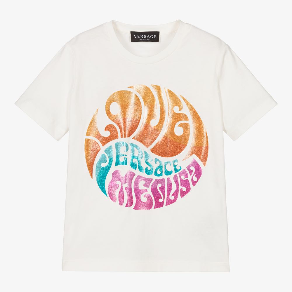 Versace - Белая футболка с принтом Medusa  | Childrensalon