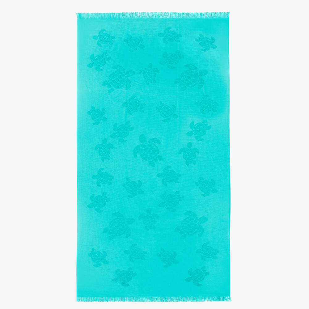 Vilebrequin-Aqua Green Cotton Turtles Beach Towel (180cm) | Childrensalon Outlet