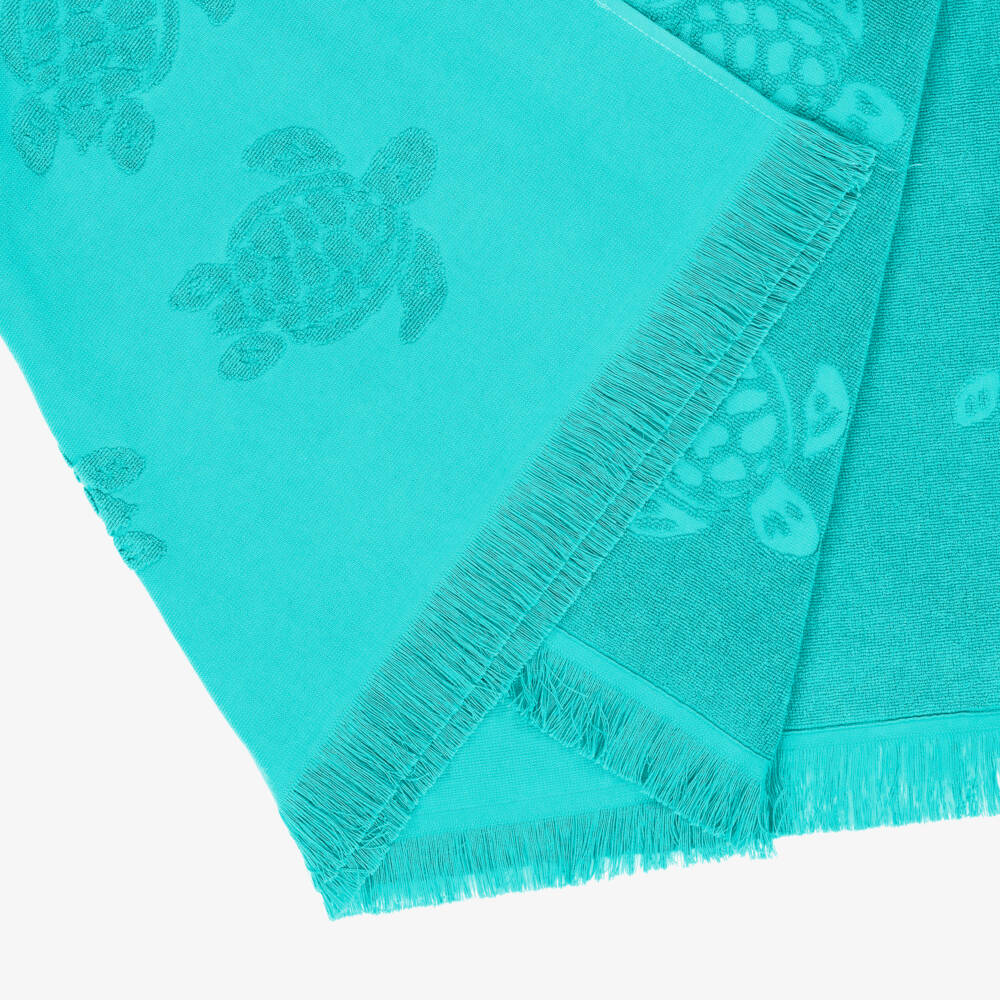 Vilebrequin-Aqua Green Cotton Turtles Beach Towel (180cm) | Childrensalon Outlet