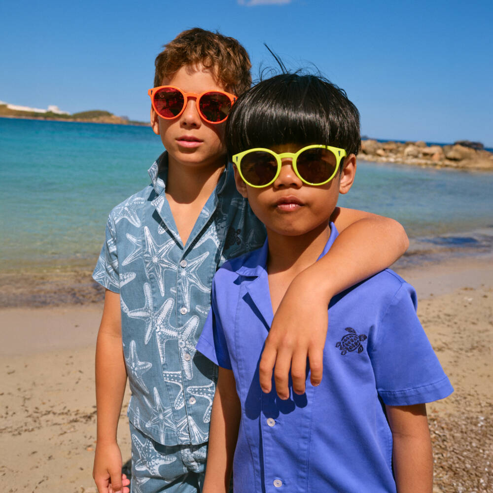Vilebrequin-Boys Blue Cotton Chambray Starfish Shorts | Childrensalon Outlet