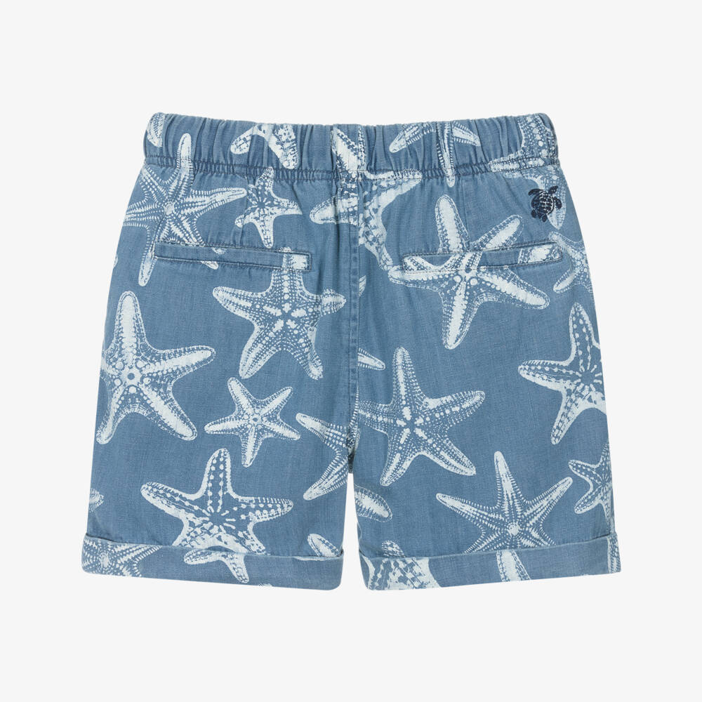 Vilebrequin-Boys Blue Cotton Chambray Starfish Shorts | Childrensalon Outlet