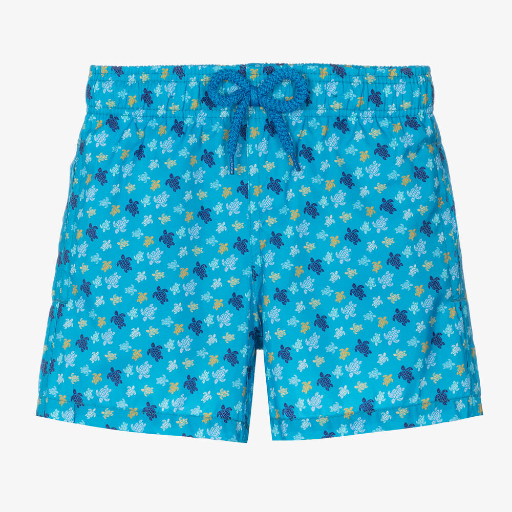 Vilebrequin-Boys Blue Micro Turtle Swim Shorts | Childrensalon Outlet