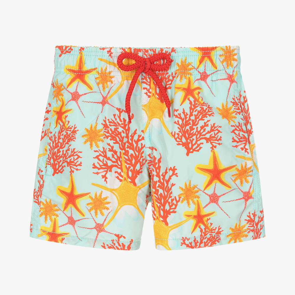 Vilebrequin - Boys Blue & Orange Coral Swim Shorts | Childrensalon