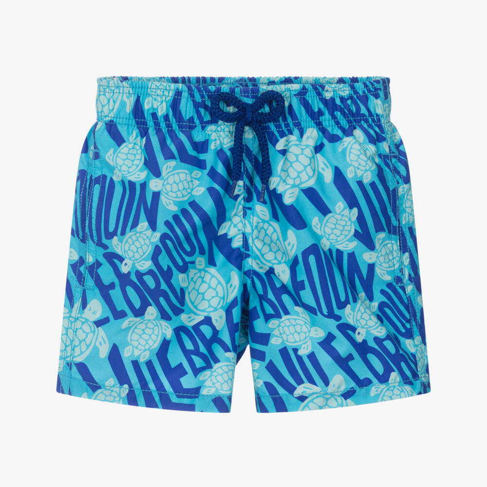 Vilebrequin-Boys Blue Turtle Logo Swim Shorts | Childrensalon Outlet