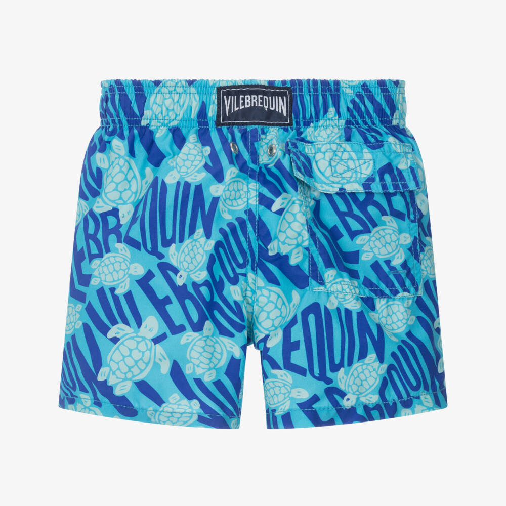Vilebrequin-Boys Blue Turtle Logo Swim Shorts | Childrensalon Outlet