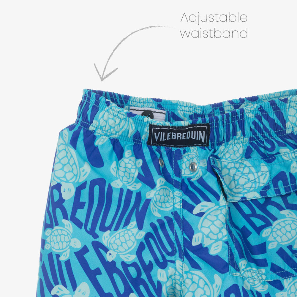 Vilebrequin-Boys Blue Turtle Logo Swim Shorts | Childrensalon Outlet
