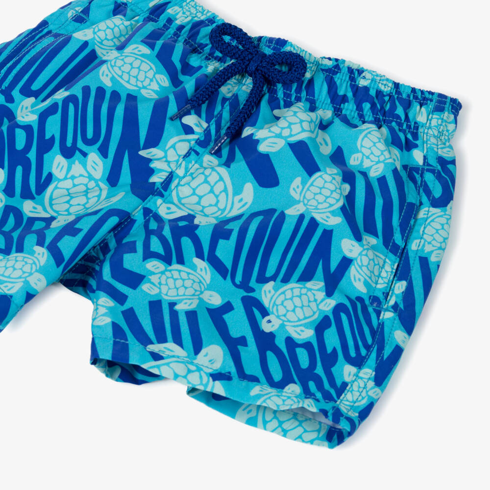 Vilebrequin-Boys Blue Turtle Logo Swim Shorts | Childrensalon Outlet