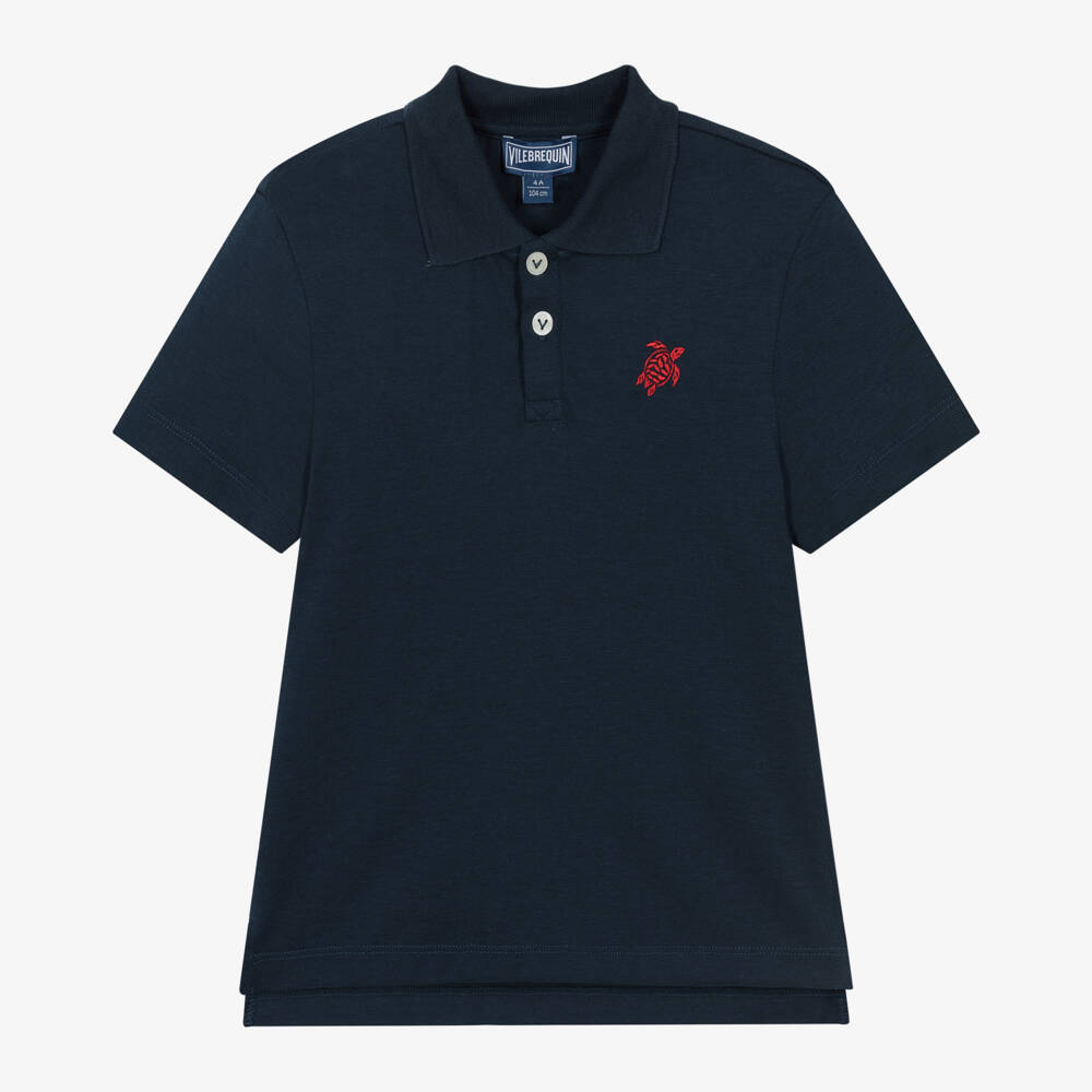 Vilebrequin-Boys Blue Turtle Polo Shirt | Childrensalon Outlet