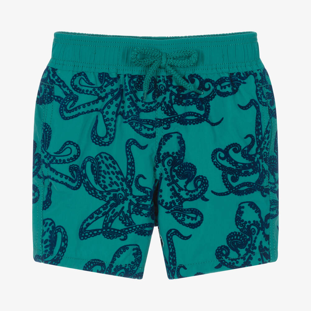 Vilebrequin - Boys Green & Blue Octopus Swim Shorts | Childrensalon