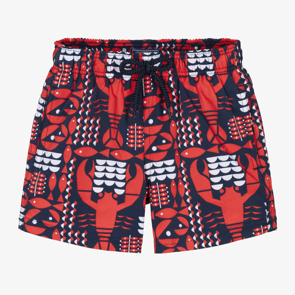 Vilebrequin-Boys Navy Lobster Print Swimshorts | Childrensalon Outlet