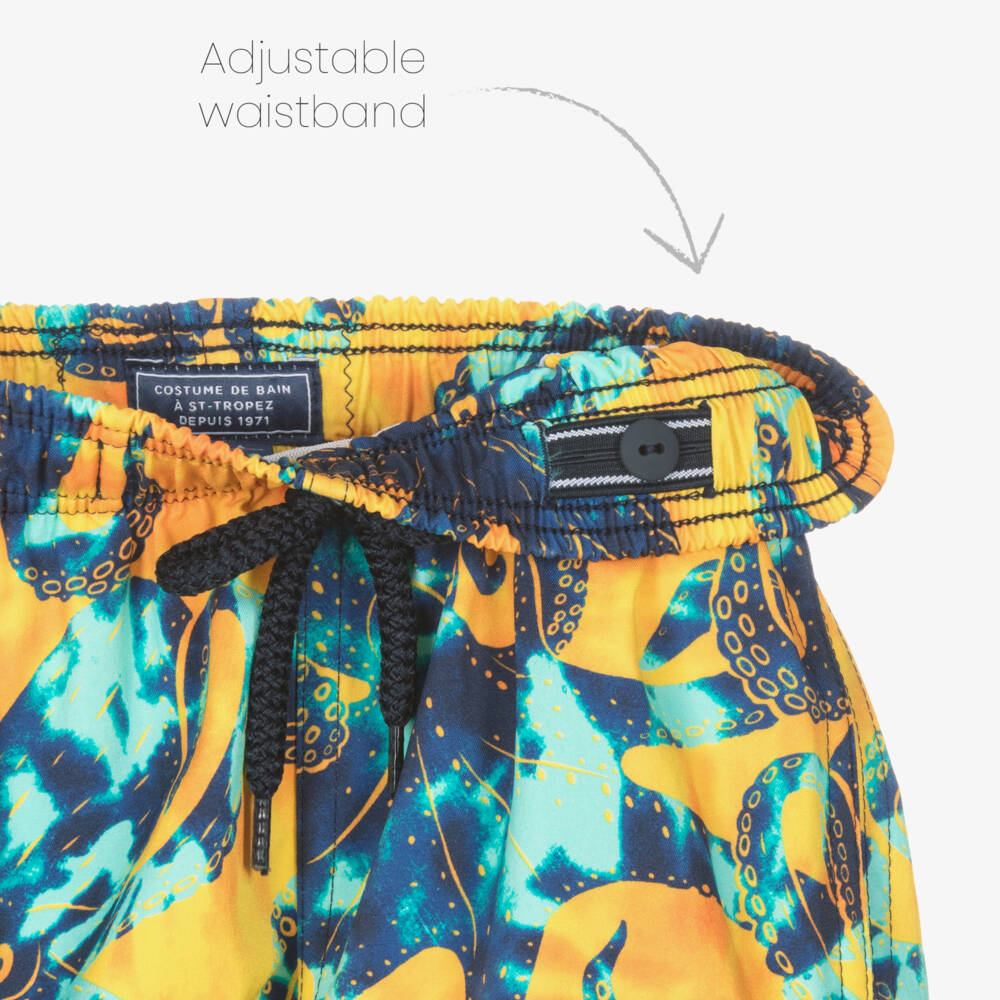 Vilebrequin-شورت سباحة لون أزرق وأصفر للأولاد | Childrensalon Outlet
