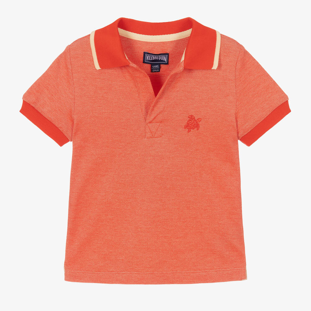 Vilebrequin-Boys Orange Cotton Polo Shirt | Childrensalon Outlet