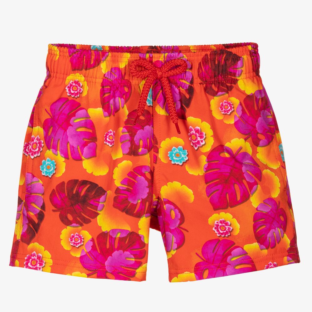 Vilebrequin - Оранжевые шорты-плавки с цветами для мальчиков | Childrensalon