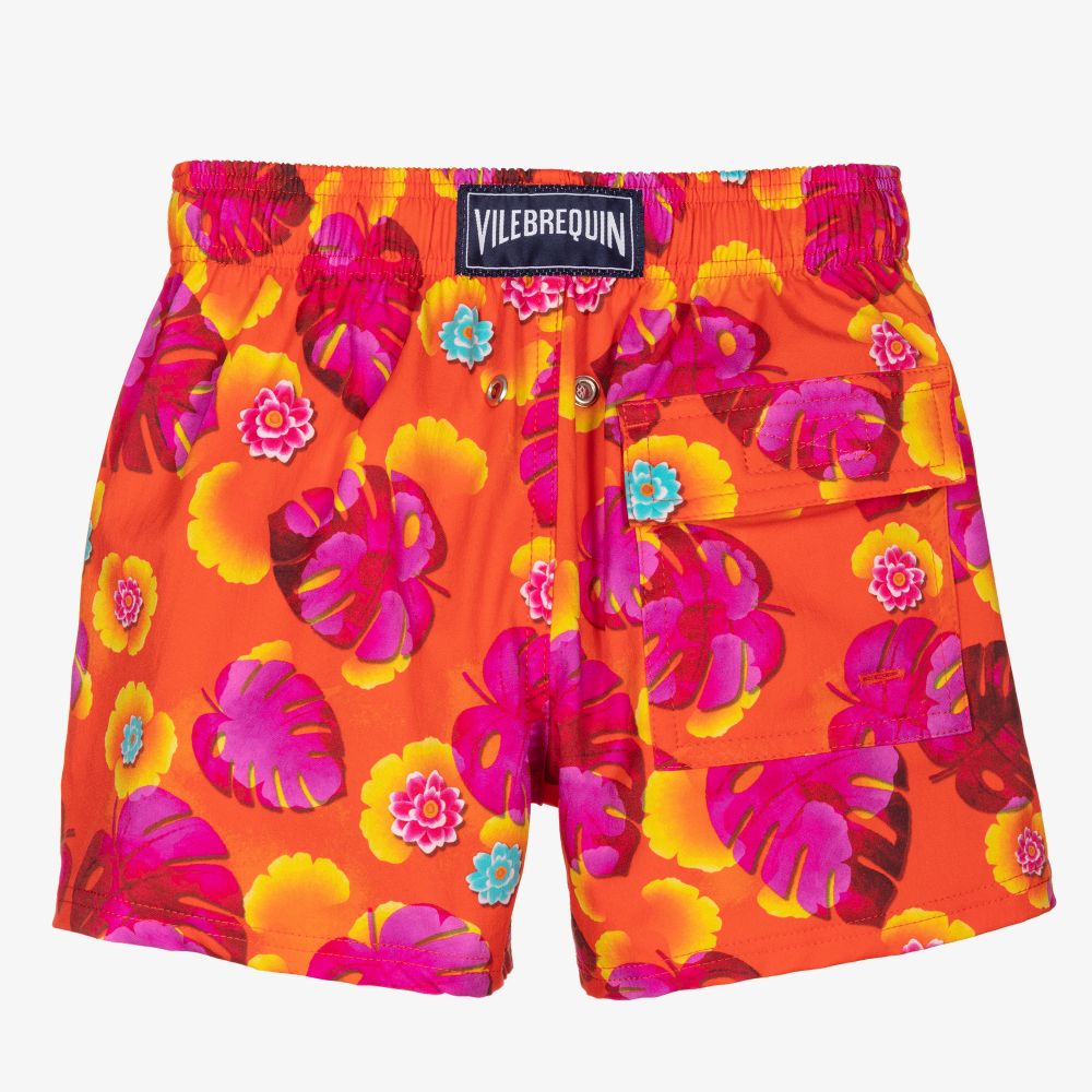 Vilebrequin-Boys Orange Floral Swim Shorts | Childrensalon Outlet