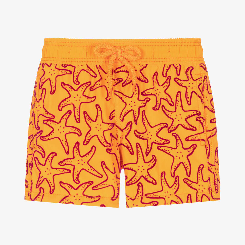 Vilebrequin - Boys Orange Starfish Swim Shorts | Childrensalon