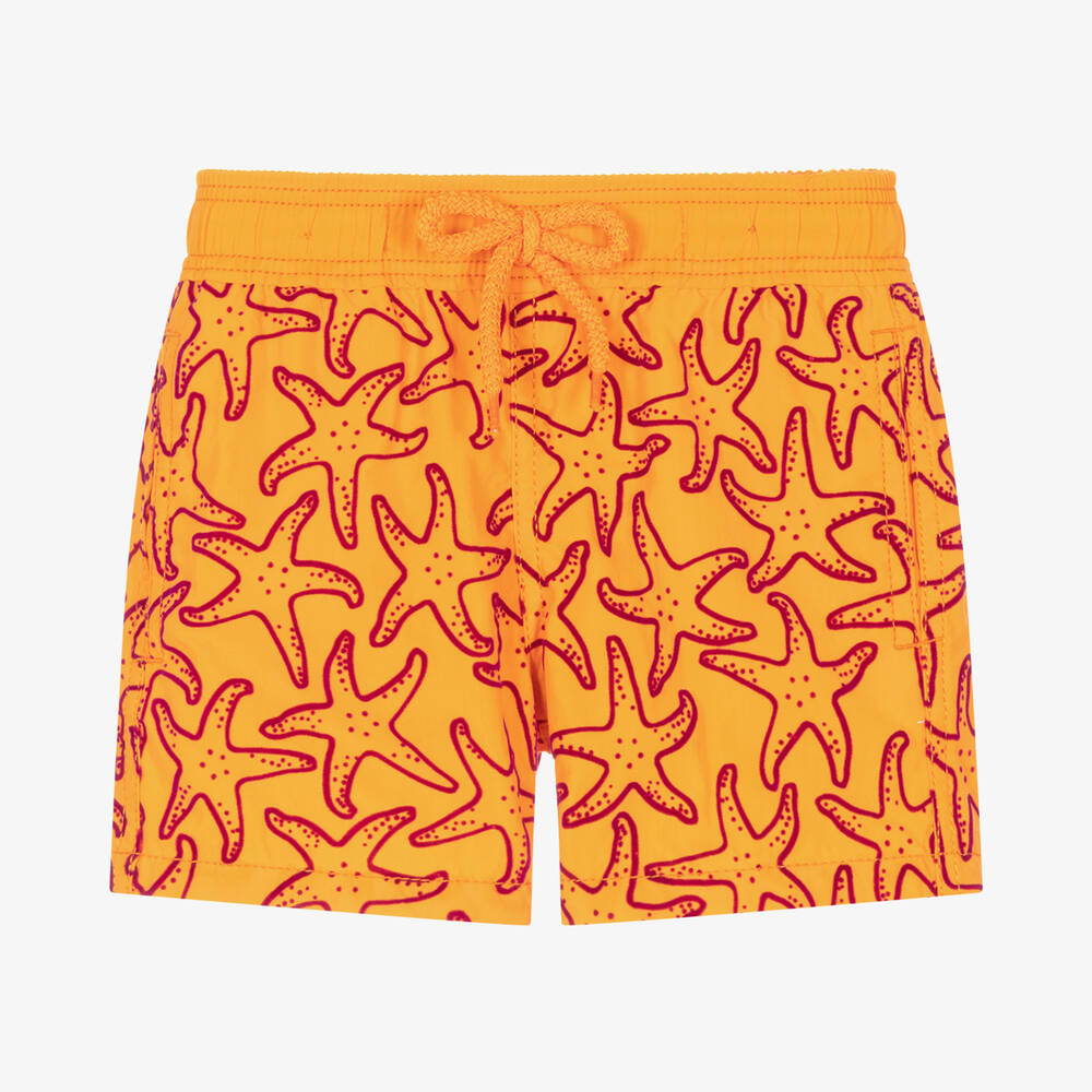 Vilebrequin-Boys Orange Starfish Swim Shorts | Childrensalon Outlet