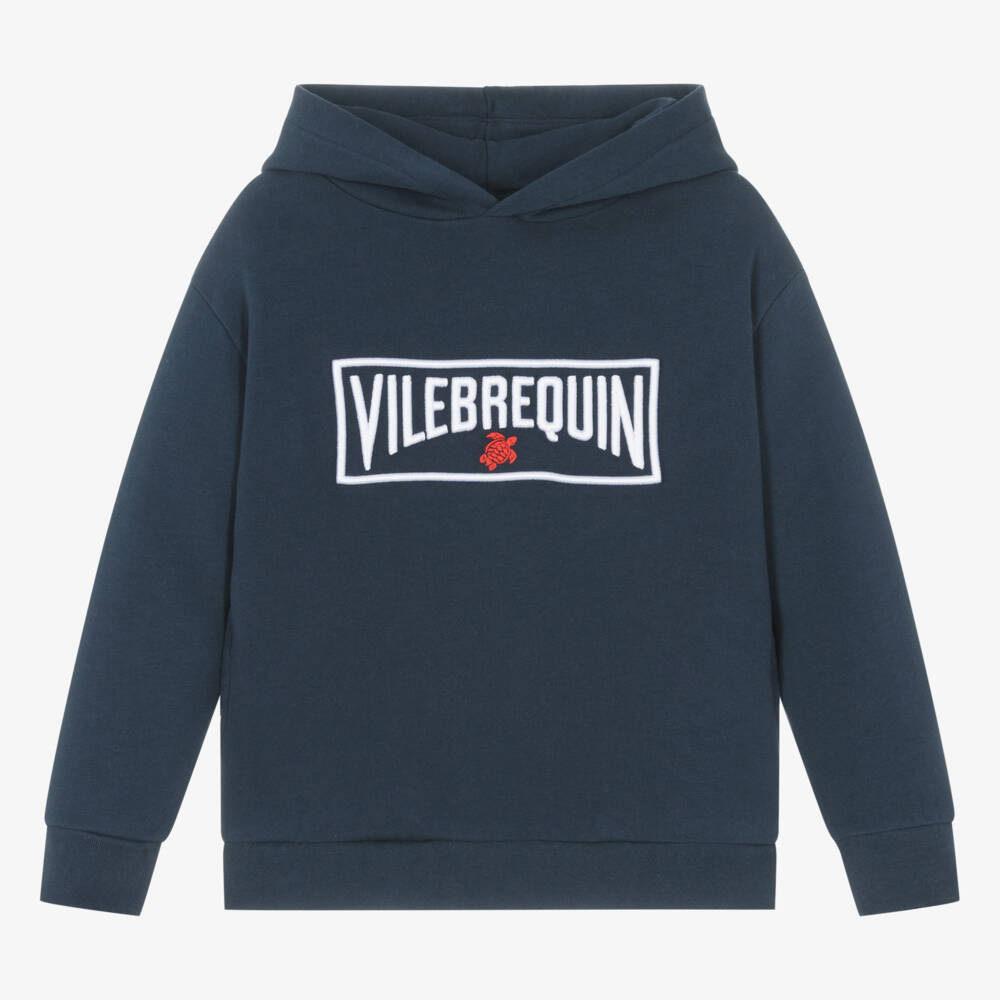 Vilebrequin-Boys Organic Navy Hooded Sweatshirt | Childrensalon Outlet