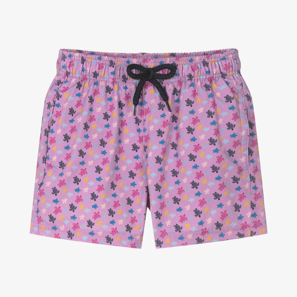 Vilebrequin-Boys Purple Turtle Pattern Swim Shorts | Childrensalon Outlet