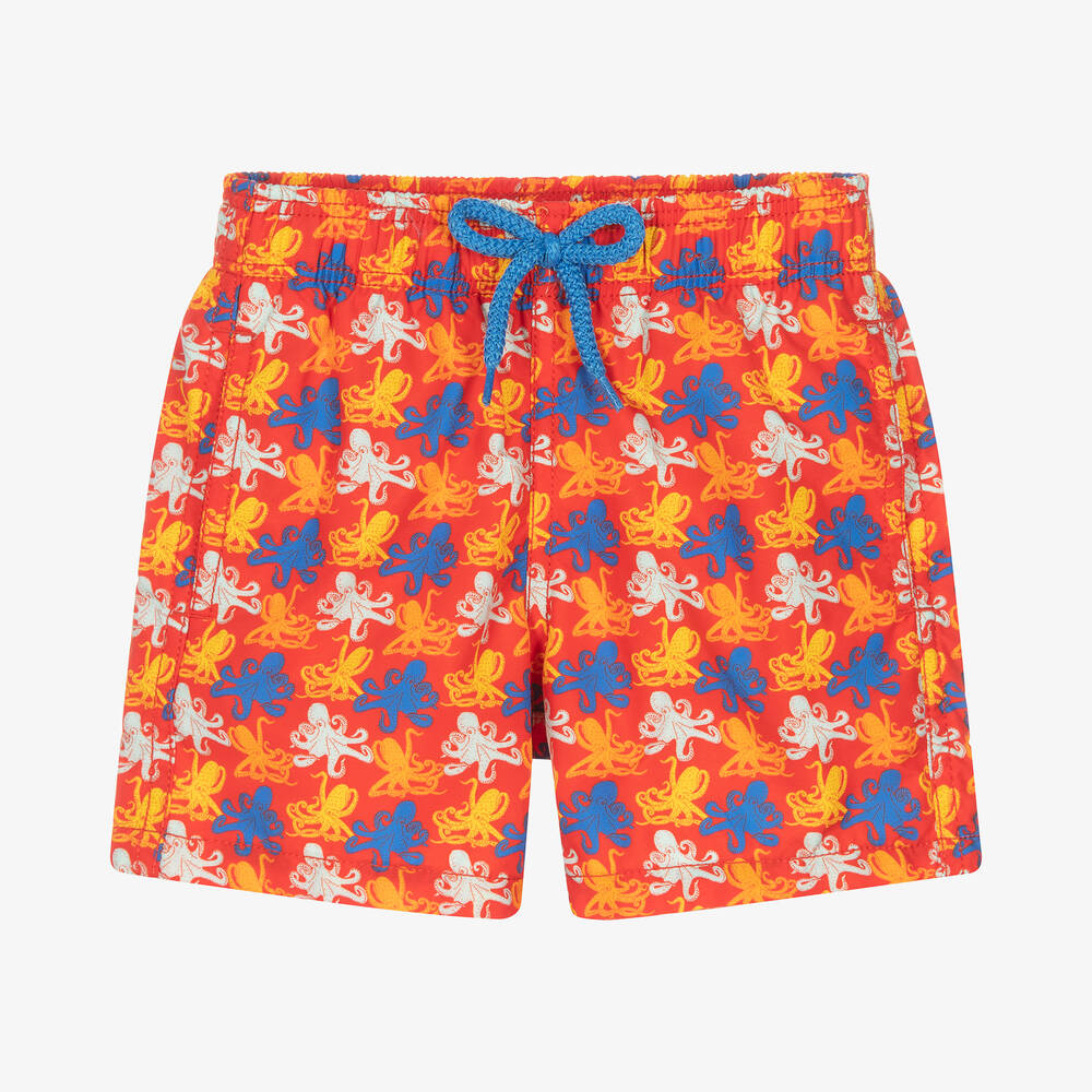 Vilebrequin - Boys Red Octopus Print Swim Shorts | Childrensalon