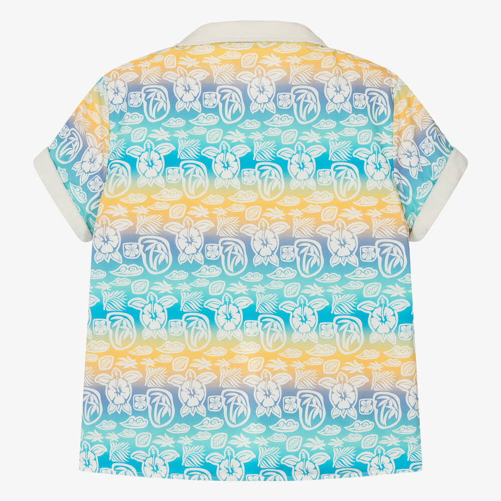 Vilebrequin-Teen Boys Blue Floral Open Shirt | Childrensalon Outlet