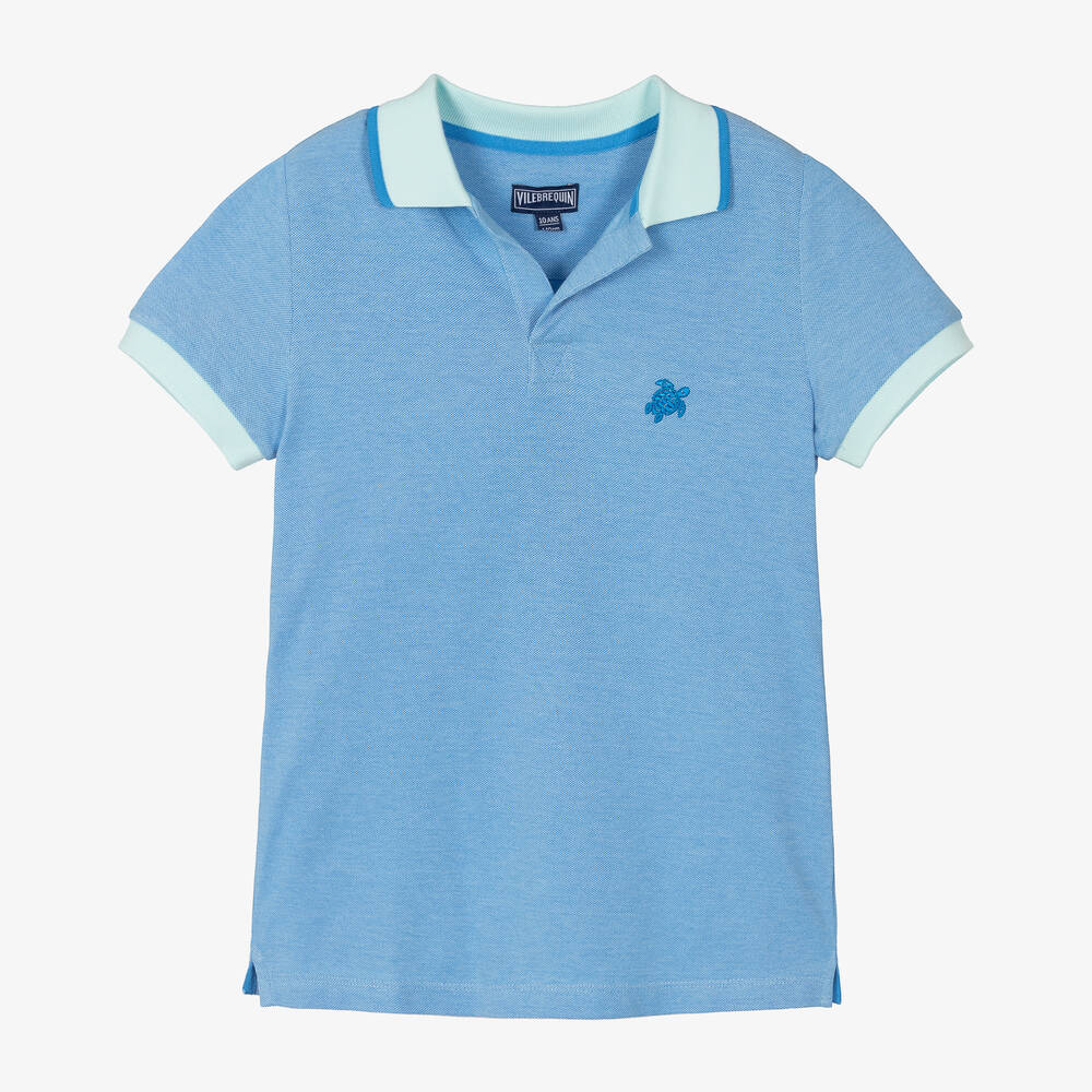 Vilebrequin-Teen Boys Blue Organic Cotton Polo Shirt | Childrensalon Outlet