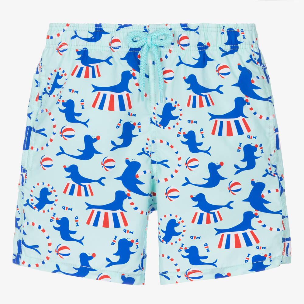 Vilebrequin-Teen Boys Blue Sea Lion Circus Swim Shorts | Childrensalon Outlet