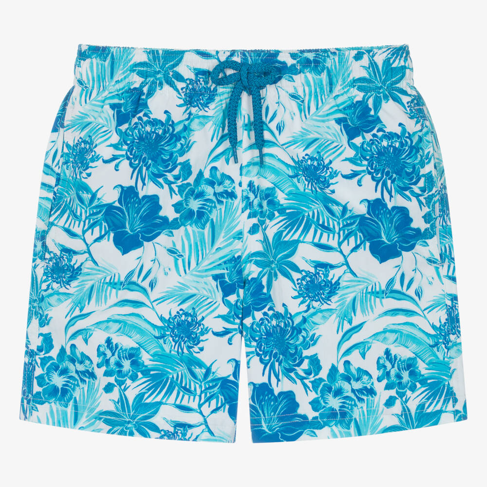 Vilebrequin-Teen Boys Blue Tropical Swim Shorts | Childrensalon Outlet
