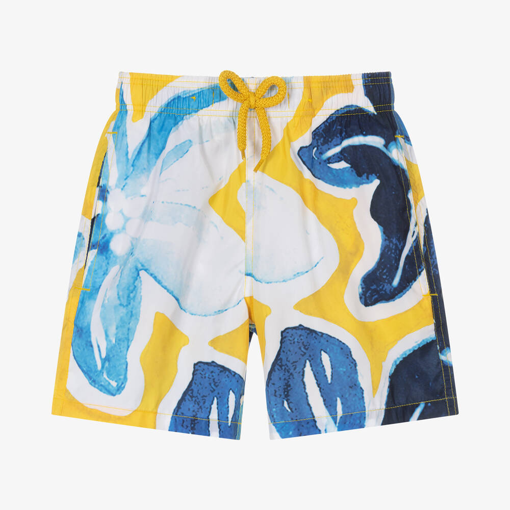 Vilebrequin-Teen Boys Blue & Yellow Floral Swim Shorts | Childrensalon Outlet