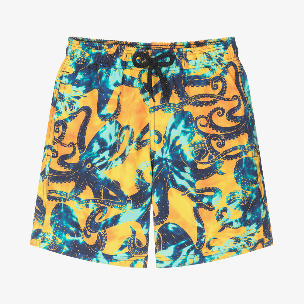 Vilebrequin-Teen Boys Blue & Yellow Octopus Swim Shorts | Childrensalon Outlet