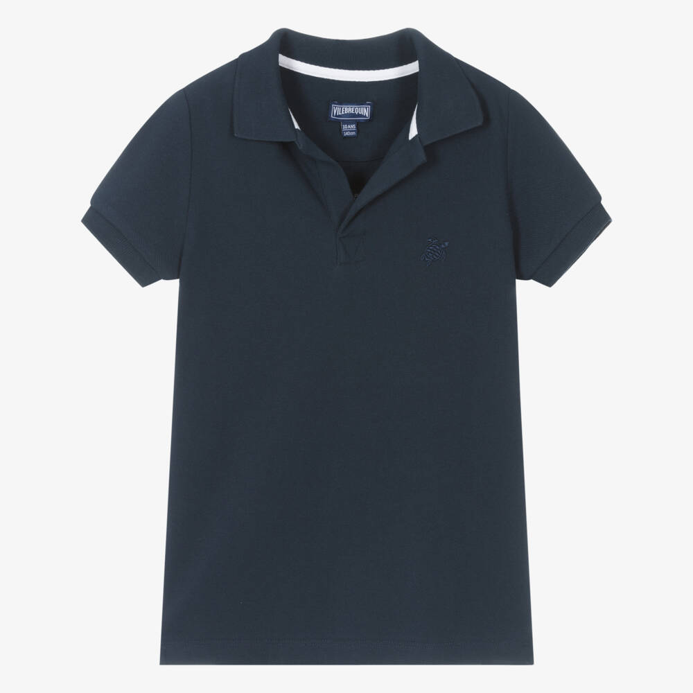Vilebrequin-Teen Boys Navy Organic Cotton Polo | Childrensalon Outlet
