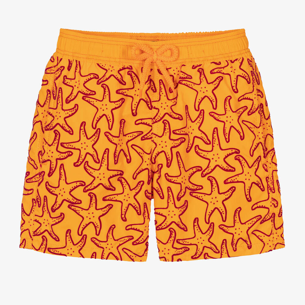 Teen Boys Orange Starfish Swim Shorts