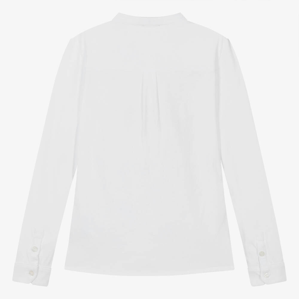 Vilebrequin-Teen Boys White Grandad Collar Shirt | Childrensalon Outlet