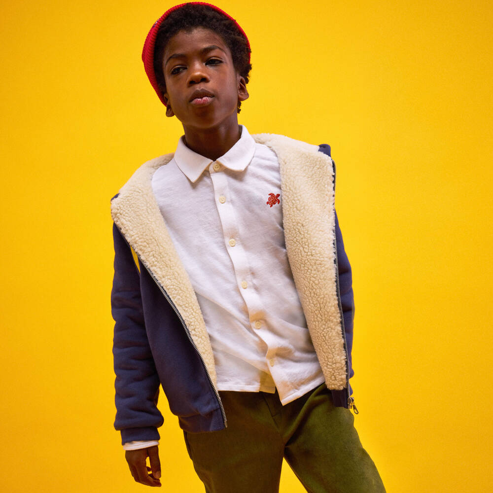 Vilebrequin-Teen Boys White Grandad Collar Shirt | Childrensalon Outlet