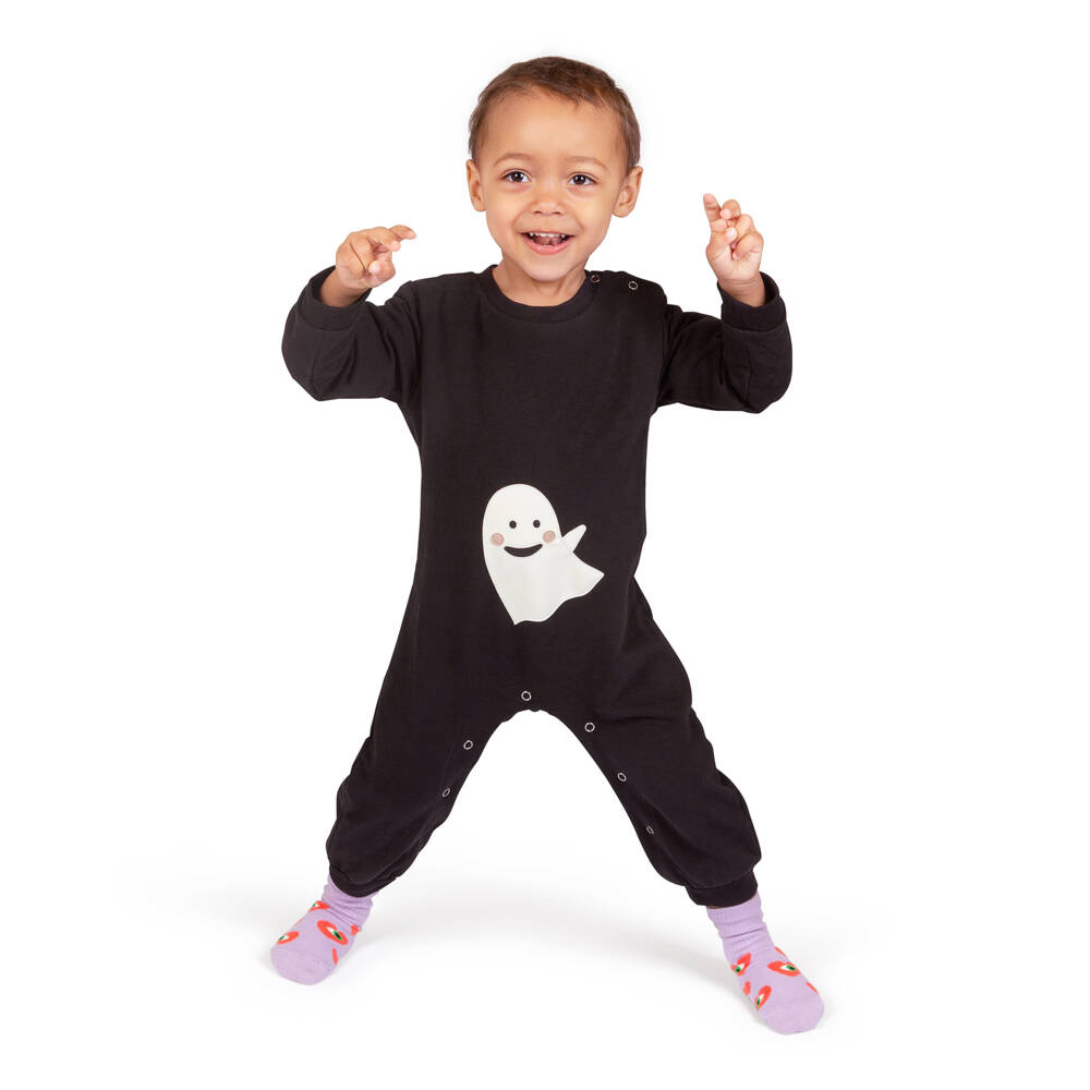 Wauw Capow-أوفرول رومبر قطن جيرسي لون أسود للأطفال | Childrensalon Outlet