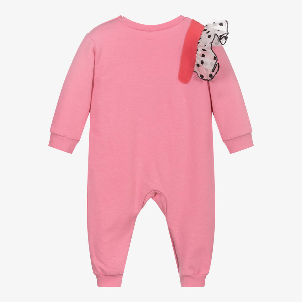 Wauw Capow-Baby Girls Pink Swan Romper | Childrensalon Outlet